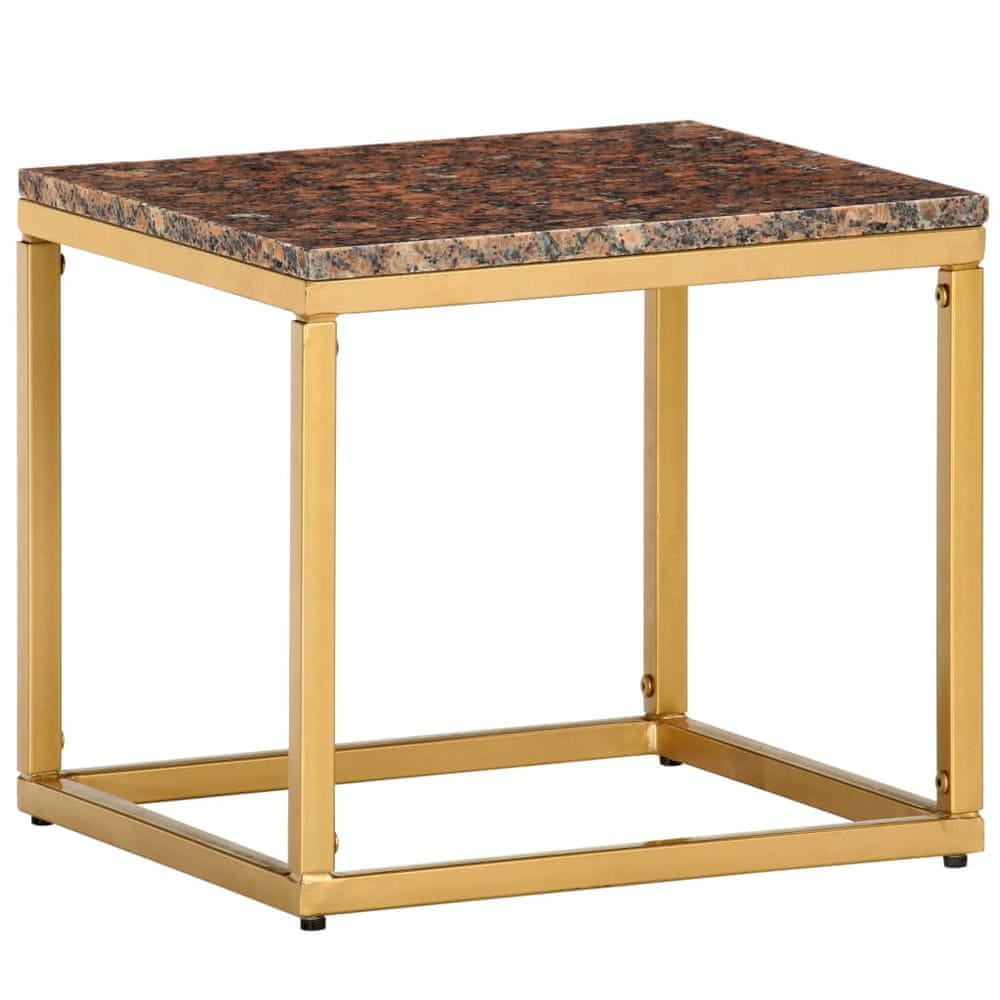 Vidaxl Konferenčný stolík hnedý 40x40x35 cm pravý kameň s mramorovou textúrou